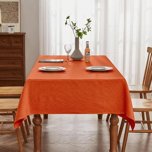 Vista 24 de BALCONY & FALCON Mantel Rectangular de Lino Sintético Impermeable Lavable Limpiable Cubierta de Mesa para Decoración de Mesa de Cocina Comedor