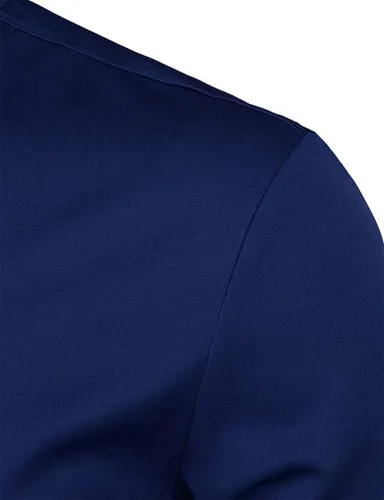 Vista 6 de Camisa de vestir para hombre, cuello mandarín, manga larga, informal, con botones, con bolsillo