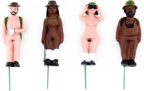 Vista 4 de Gift Republic Naked Ramblers - Juego de 4 divertidas estacas de jardín para plantas de interior, suculentas y macetas de interior, regalo novedoso