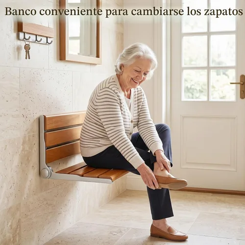 Vista 5 de Asiento de ducha de montaje en pared de 18", banco de ducha de montaje en pared para interior de ducha, asiento de ducha plegable, asientos de ducha