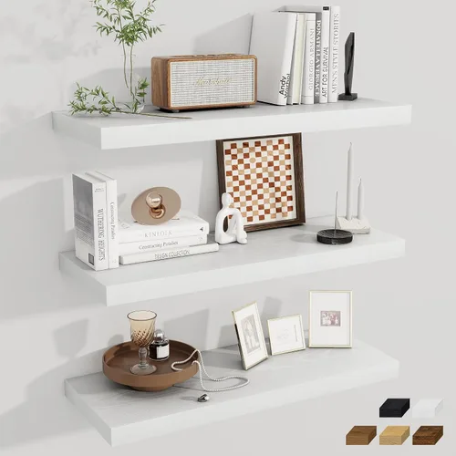 Vista 32 de Fun Memories Pequeños estantes flotantes para pared, estantes cuadrados de pared de 8 pulgadas con soportes invisibles, estantes negros para baño
