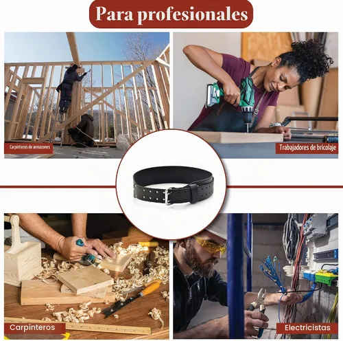 Vista 6 de Style n Craft Cinturón de trabajo de cuero de grano completo cónico de 3 pulgadas de ancho, resistente y duradero, negro (75437)