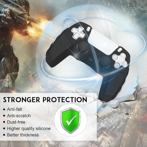 Vista 5 de SIKEMAY Anti-Slip PS5 Controller Skin, Soft Thicken Non-Slip Studded Silicone Gel Grip Protective Cover Case for PlayStation 5 Controller Grip, 2
