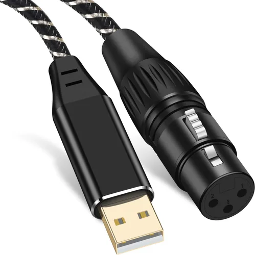 Vista 8 de XLR a USB C de 6.6 pies, cable de audio de grabación profesional XLR hembra a USB tipo C, para micrófonos a teléfono móvil/portátil/tableta