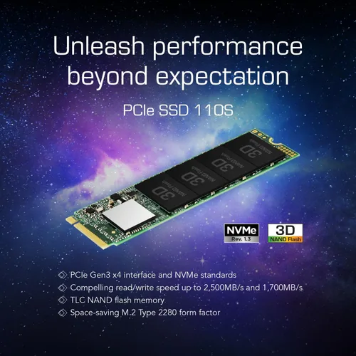 Vista 3 de Transcend SSD M.2 2280 de 128 GB, hasta 1,500 MB/s, compatible con computadora de escritorio Ultrabook, SSD PCIe NVMe Gen3x4, unidad de estado