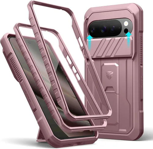 Vista 32 de Dexnor Funda para Google Pixel 9 Pro XL con cubierta deslizante para cámara y protector de pantalla integrado y soporte de alta resistencia, funda