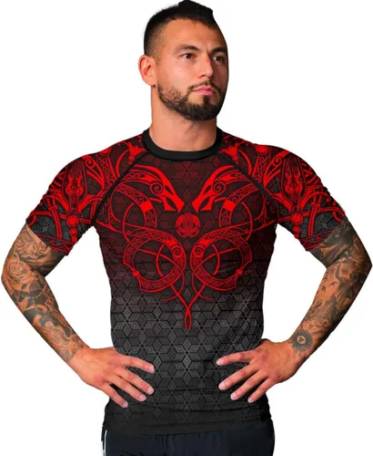 Vista 4 de 365CUSGIFTS - Camiseta de compresión Viking de manga corta con estampado 3D que nunca se desvanece