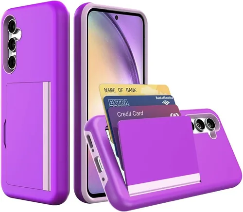 Vista 10 de Funda para Samsung Galaxy S25 con tarjetero, ranura para tarjeta de crédito Funda protectora tipo cartera - Negro