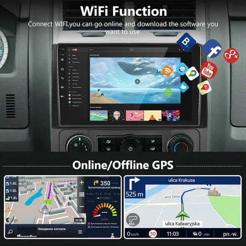Vista 3 de Estéreo de coche Android para Ford Escape/Kuga y Mazda Tribute 2007-2012 - CarPlay con cable/inalámbrico y Android Auto, radio de pantalla táctil
