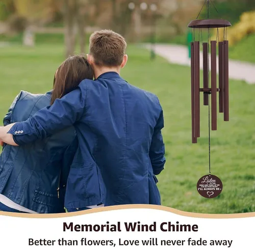 Vista 2 de PORTHO Carillón de viento conmemorativo personalizado, "Escucha el viento", regalo personalizado de condolencia, recuerdo y duelo - Campana