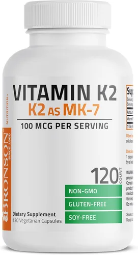 Vista 5 de Bronson Vitamina K2 como MK-7 Menaquinona 100 mcg sin OGM, 120 cápsulas