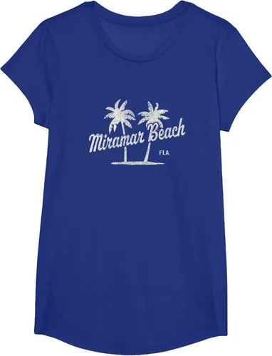 Vista 27 de Miramar Beach Florida Vintage 70s Palm Trees - Camiseta gráfica, Azul / Patchwork, S