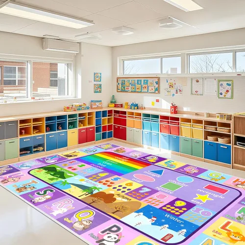 Vista 13 de Alfombra infantil para sala de juegos, dormitorio, 2.5 x 4 pies, alfombra educativa ABC para aula, guardería, alfombra antideslizante de aprendizaje