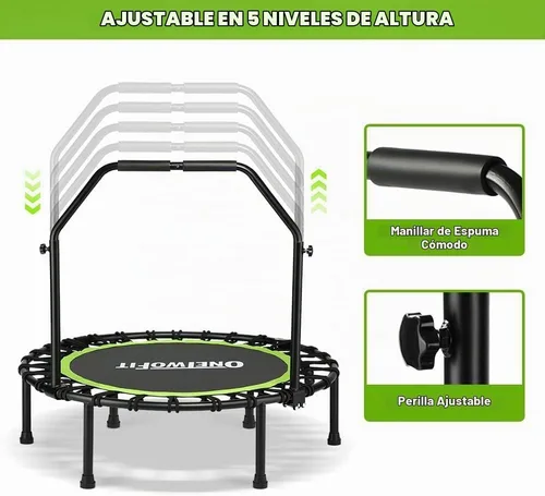 Vista 4 de ONETWOFIT Foldable Mini Bungee Rebounder Trampoline for Adults with Handle 40"/45" Silent Mini Trampoline Indoor/Garden Exercise Fitness