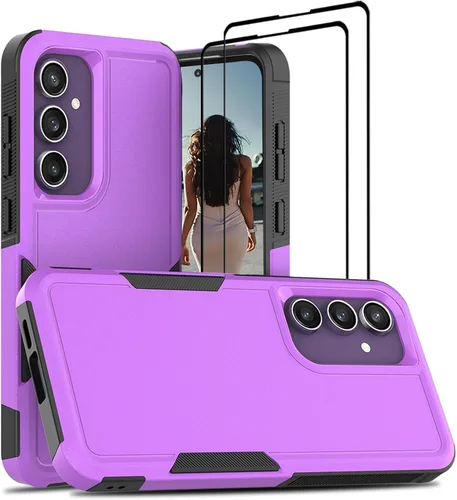 Vista 85 de Jeylly Funda para Samsung Galaxy S10 Plus S10+, ajuste delgado, doble capa, resistente, absorción de golpes, TPU con carcasa trasera de Negro