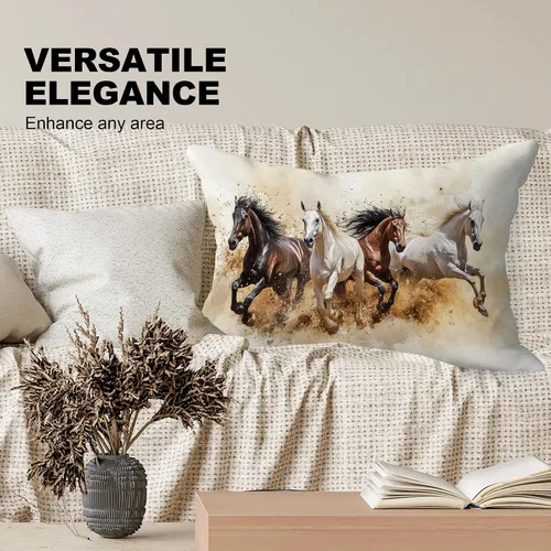 Vista 2 de Fundas de almohada de 12 x 20 pulgadas, regalos para amantes de los caballos, fundas de almohada lumbares decorativas para el hogar, sala de estar