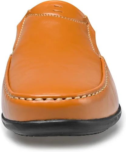 Vista 2 de LUODENGLANG Mocasines de cuero genuino de primera calidad para hombre, zapatos casuales sin cordones para conducir, mocasines para hombre, ligeros