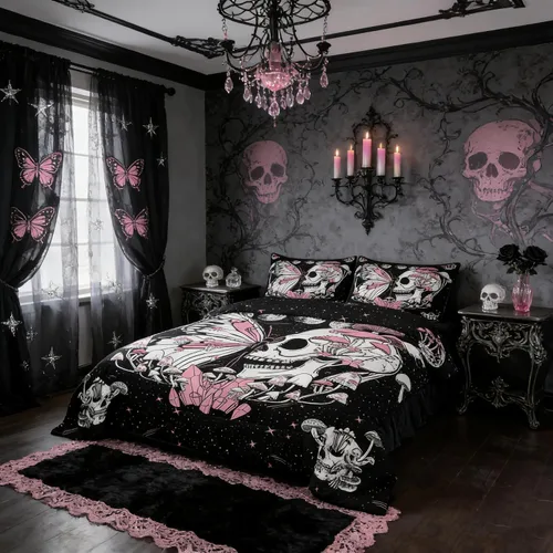 Vista 47 de Castle Fairy Juego de edredón con diseño de gato lindo para niños, tamaño twin, juego de ropa de cama con hojas de flores, luna, noche y cielo