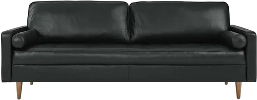 Vista 4 de Modway Valour - Sofá de cuero y espuma densa de 88 pulgadas con acabado negro