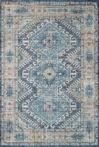 Vista 3 de Loloi Colección Skye SKY-03 - Alfombra de pasillo, 2'-6" x 12'-0", denim/natural SKY-03 Printed Approx. 3x12 Blue Hallway Entryway Kitchen