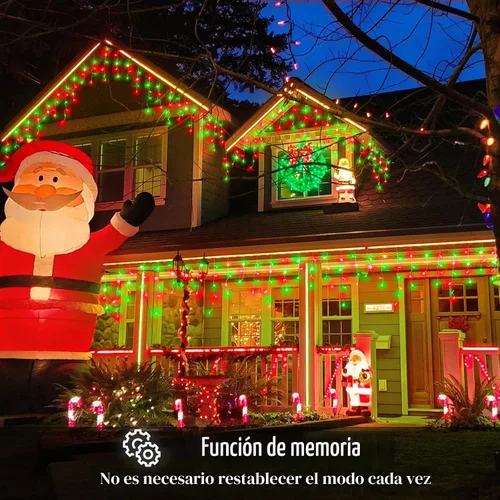 Vista 5 de Luces de carámbano de 33 pies para exteriores, luces de Navidad rojas y verdes para exteriores e interiores, 400 luces LED con 75 caídas