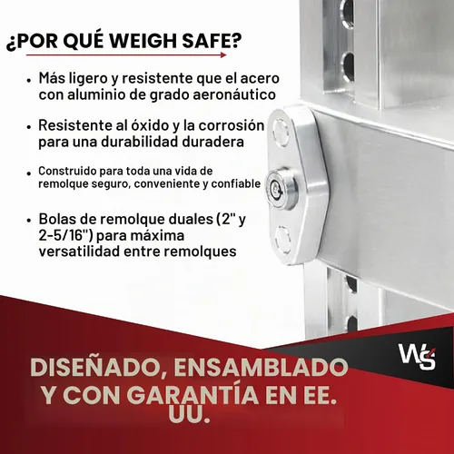 Vista 6 de Weigh Safe Soporte de bola de enganche de remolque ajustable, enganche de caída ajustable de 8 pulgadas para receptor de 2.5 pulgadas con juego de 4
