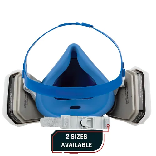 Vista 5 de Parcil Safety UltraSeal - Máscara respiradora reutilizable grande de media cara Aprobado por NIOSH Protección OV/P95, cartuchos de bayoneta
