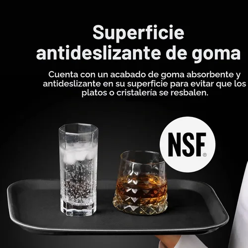 Vista 4 de New Star Foodservice 24852 Bandeja antideslizante de grado restaurante, plástico, forrada de goma, rectangular, 10 x 14 pulgadas, color negro