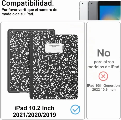 Vista 2 de Funda para iPad de 9ª/8ª/7ª Generación 10.2 pulgadas (Modelo 2021/2020/2019) con Soporte para Lápiz, Funda Folio Premium con Soporte con Auto