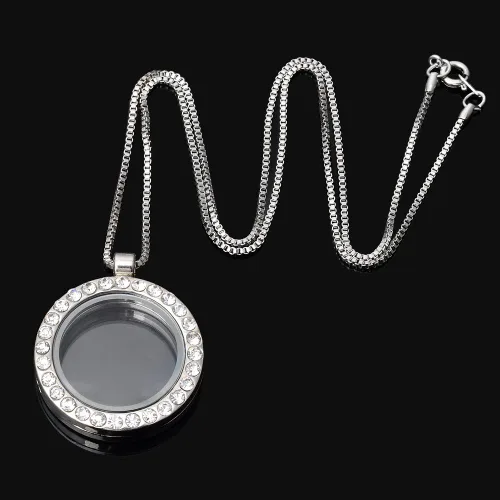 Vista 3 de RUBYCA - Collar con colgante de cristal redondo flotante con memoria, 20.0in, Vidrio, 10 pcs