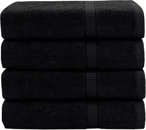 Vista 52 de GOLD TEXTILES Juego de 24 toallas de baño negras de alta absorción, multiusos, secado rápido, para piscina, gimnasio, hotel, spa