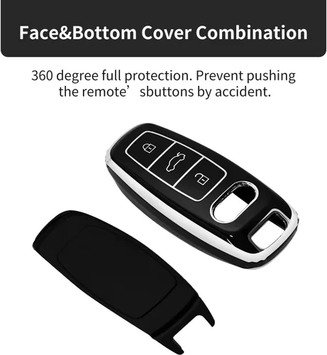 Vista 4 de OFFCURVE Funda para llavero de Audi, TPU suave premium con protección completa de 360 grados, carcasa de llave compatible con 2018-2022 A6 A7 A8