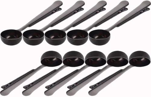 Vista 7 de Cuchara y clip de café de 3 piezas, cuchara de acero negro+oro+oro rosa