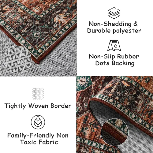 Vista 4 de Beeiva Alfombra bohemia lavable de 2 x 3 pulgadas, tapete ultra fino para puerta de entrada interior, tapete antideslizante para puerta delantera