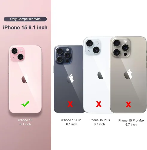 Vista 4 de ULAK Funda tipo billetera compatible con iPhone 15 para mujeres, funda tipo cartera con estampado floral de piel PU premium con porta tarjetas