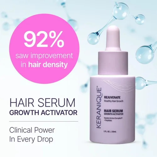 Vista 2 de Keranique Suero activador del crecimiento del cabello para mujeres, revitalizador multipéptido del cuero cabelludo para adelgazamiento del cabello