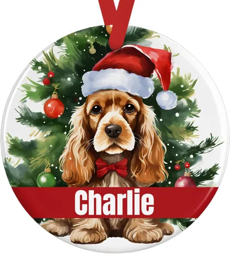 Vista 8 de Personalized Fawn Pug Ceramic Christmas Ornament, 3-Inch