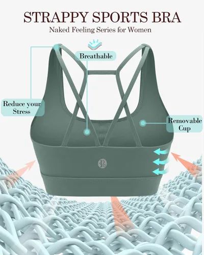 Vista 34 de Brasieres deportivos para mujer, con relleno, tipo camiseta sin mangas, sexis, con espalda cruzada, de alto impacto, largos, ideales para practicar