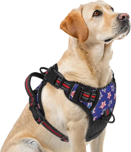 Vista 33 de PUPTECK Arnés táctico sin tirones para perro, tamaño mediano, arnés reflectante ajustable con asa para perro, de fácil control, cómodo y suave