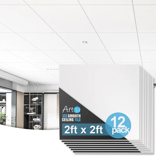 Vista 13 de Art3d Paquete de 24 azulejos de techo lisos, no se hunden ni se rompen