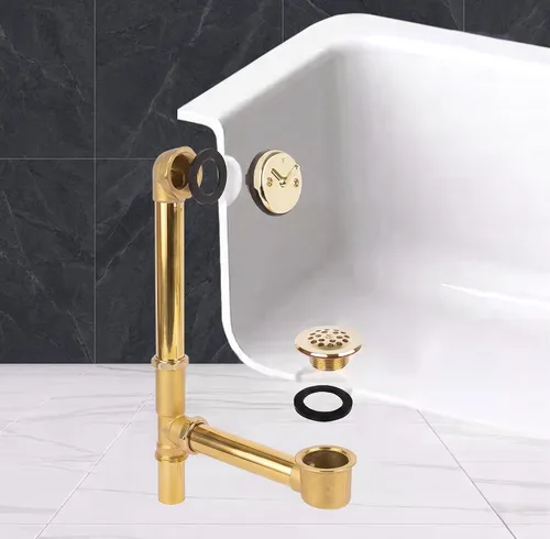 Vista 16 de Fine Fixtures Drenaje de ducha para bañera, tubo de latón calibre 20, kit de drenaje de desbordamiento de palanca de viaje, bronce antiguo