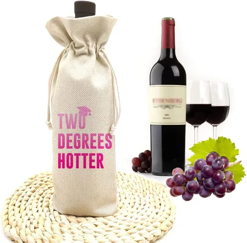 Vista 6 de Graduación dos grados más caliente, divertida bolsa de vino bonita, regalo de graduación universitaria para él, para él, para ella, felicitaciones