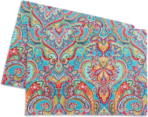Vista 11 de NEWLAKE Fundas de almohada decorativas de algodón de estilo bohemio clásico azul (2 piezas, 18 x 18 pulgadas)