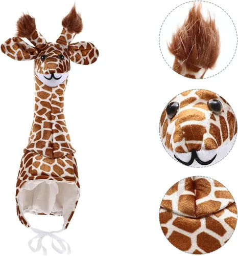 Vista 5 de Amosfun Sombrero de jirafa para fiesta de animales para padres e hijos, accesorio interactivo para disfraz de escenario, gorra de jirafa con correa