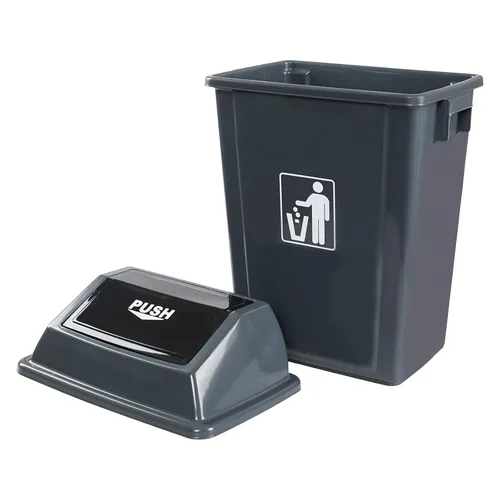 Vista 8 de Kekow Paquete de 4 cubos de basura de plástico con tapa, cubo de basura GraySwing Top, 13 galones Swing Top Lid Design, Durable Plastic