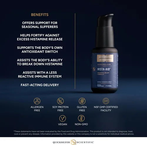 Vista 4 de Quicksilver Scientific Nanoemulsified Hista-Aid - Flavonoides para ayudar a mantener niveles saludables de histamina - Líquido liposomal de vitamina