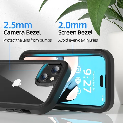 Vista 6 de WXR Compatible con iPhone 15, parachoques de silicona suave y parte trasera de policarbonato duro transparente e interior de policarbonato duro