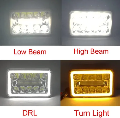 Vista 2 de 4 piezas de faros LED de 4 x 6 pulgadas compatibles con Chevrolet Chevy C4500 C5500 Kodiak, luz DRL de haz sellado rectangular, señal de giro.