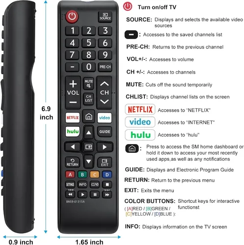 Vista 7 de Universal para Samsung-Smart-TV-Control Remoto Reemplazo 1 Año de Garantía