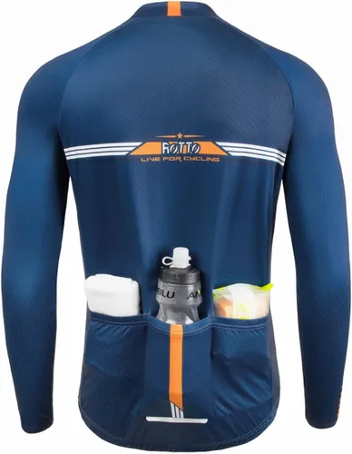 Vista 2 de ROTTO Camiseta de ciclismo para hombre, manga larga, serie Simple Line
